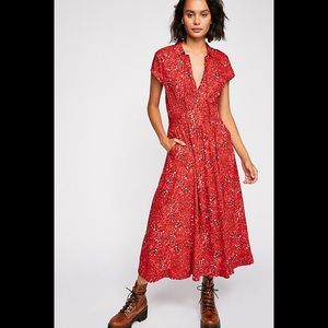 Free People 40’s Printed Midi Dress